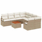 Gartensofa-set mit Kissen 9 pcs Beige Poly-Rattan