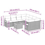 Gartensofa-set mit Kissen 9 pcs Schwarz Poly-Rattan