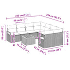Gartensofa-set mit Kissen 9 pcs Schwarz Poly-Rattan