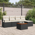Gartensofa-set mit Kissen 6 pcs Schwarz Poly-Rattan