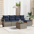 Gartensofa-set mit Kissen 6 pcs Grau Poly-Rattan