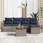 Gartensofa-set mit Kissen 6 pcs Grau Poly-Rattan
