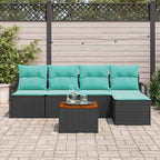 Gartensofa-set mit Kissen 6 pcs Schwarz Poly-Rattan