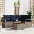 Gartensofa-set mit Kissen 5 pcs Grau Poly-Rattan
