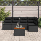 Gartensofa-set mit Kissen 6 pcs Schwarz Poly-Rattan