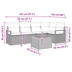 Gartensofa-set mit Kissen 6 pcs Grau Poly-Rattan