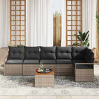 Gartensofa-set mit Kissen 7 pcs Grau Poly-Rattan