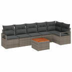 Gartensofa-set mit Kissen 7 pcs Grau Poly-Rattan
