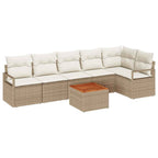 Gartensofa-set mit Kissen 7 pcs Beige Poly-Rattan