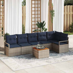 Gartensofa-set mit Kissen 7 pcs Grau Poly-Rattan