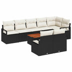 Gartensofa-set mit Kissen 9 pcs Schwarz Poly-Rattan