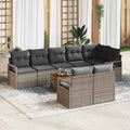 Gartensofa-set mit Kissen 9 pcs Grau Poly-Rattan