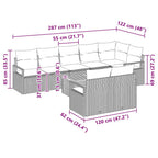 Gartensofa-set mit Kissen 9 pcs Grau Poly-Rattan