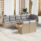 Gartensofa-set mit Kissen 9 pcs Beige Poly-Rattan