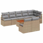 Gartensofa-set mit Kissen 9 pcs Beige Poly-Rattan