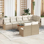 Gartensofa-set mit Kissen 9 pcs Beige Poly-Rattan