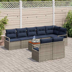 Gartensofa-set mit Kissen 9 pcs Grau Poly-Rattan