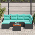 Gartensofa-set mit Kissen 7 pcs Schwarz Poly-Rattan