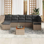 Gartensofa-set mit Kissen 8 pcs Grau Poly-Rattan
