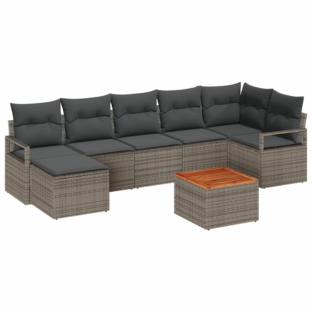 Gartensofa-set mit Kissen 8 pcs Grau Poly-Rattan
