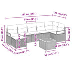 Gartensofa-set mit Kissen 8 pcs Grau Poly-Rattan