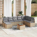 Gartensofa-set mit Kissen 8 pcs Beige Poly-Rattan