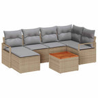 Gartensofa-set mit Kissen 8 pcs Beige Poly-Rattan