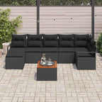 Gartensofa-set mit Kissen 8 pcs Schwarz Poly-Rattan