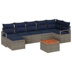 Gartensofa-set mit Kissen 8 pcs Grau Poly-Rattan