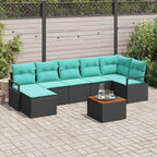 Gartensofa-set mit Kissen 8 pcs Schwarz Poly-Rattan