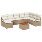 Gartensofa-set mit Kissen 9 pcs Beige Poly-Rattan