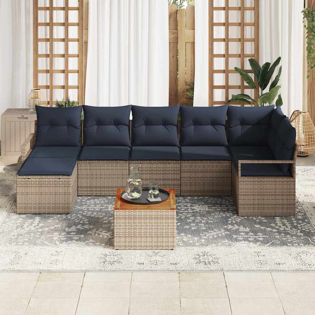 Gartensofa-set mit Kissen 9 pcs Grau Poly-Rattan