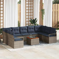 Gartensofa-set mit Kissen 10 pcs Grau Poly-Rattan