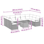 Gartensofa-set mit Kissen 10 pcs Grau Poly-Rattan