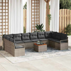 Gartensofa-set mit Kissen 11 pcs Grau Poly-Rattan