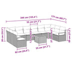 Gartensofa-set mit Kissen 11 pcs Beige Poly-Rattan
