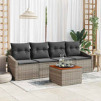 Gartensofa-set mit Kissen 5 pcs Grau Poly-Rattan