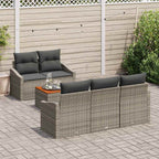 Gartensofa-set mit Kissen 6 pcs Grau Poly-Rattan