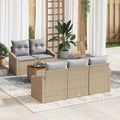 Gartensofa-set mit Kissen 6 pcs Beige Poly-Rattan