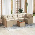 Gartensofa-set mit Kissen 8 pcs Beige Poly-Rattan