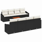 Gartensofa-set mit Kissen 9 pcs Schwarz Poly-Rattan