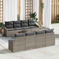 Gartensofa-set mit Kissen 9 pcs Grau Poly-Rattan