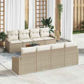 Gartensofa-set mit Kissen 9 pcs Beige Poly-Rattan