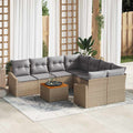 Gartensofa-set mit Kissen 9 pcs Beige Poly-Rattan