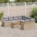 Gartensofa-set mit Kissen 9 pcs Beige Poly-Rattan