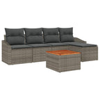 Gartensofa-set mit Kissen 6 pcs Grau Poly-Rattan