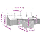 Gartensofa-set mit Kissen 6 pcs Grau Poly-Rattan
