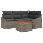 Gartensofa-set mit Kissen 5 pcs Grau Poly-Rattan