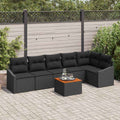 Gartensofa-set mit Kissen 7 pcs Schwarz Poly-Rattan