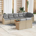 Gartensofa-set mit Kissen 9 pcs Beige Poly-Rattan